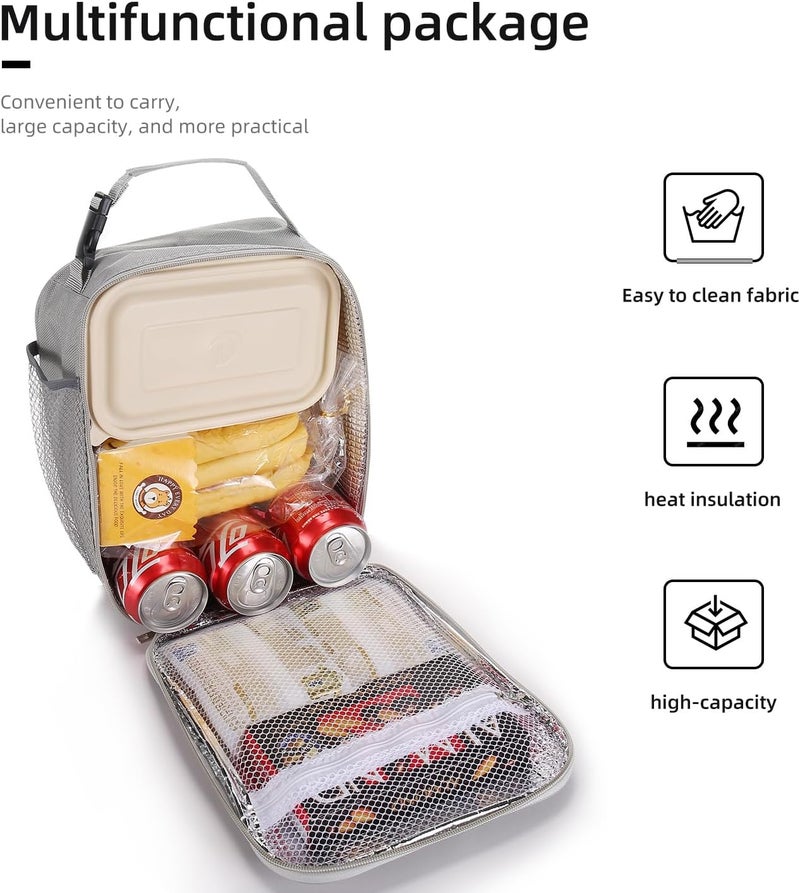 Lovoeo Lunch box Lunch bag for men women Insulated Lunchbox Lunch bags for Work Picnic Travel (Light grey) - Image 3